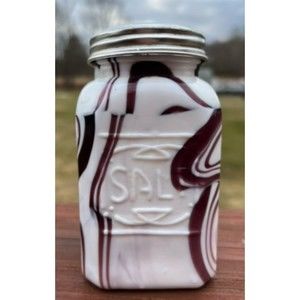 Vintage Amethyst Swirl Milk Glass Salt Shaker